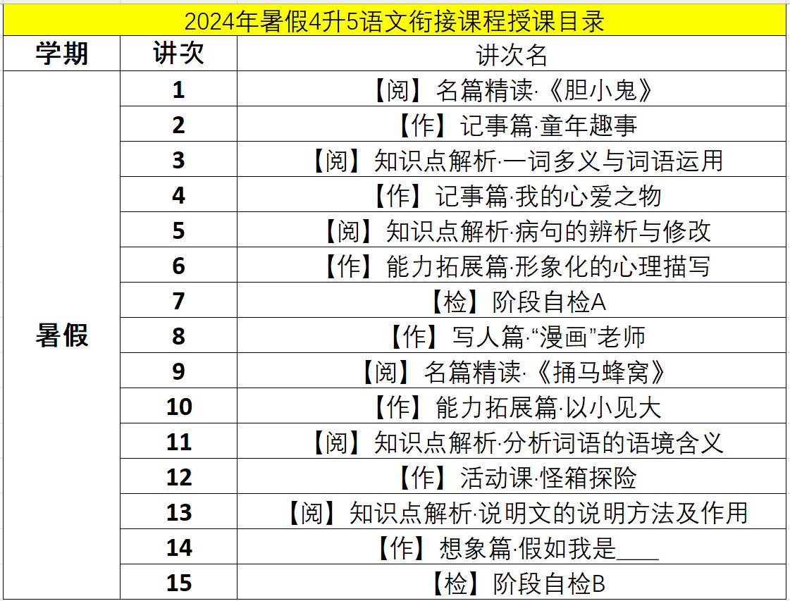 2025年暑假4升5语文能力提升课程简介-成良教育